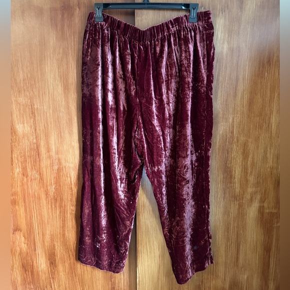 EUC Velvet Tapered Pleated Pull-On Pant | Red Purple Trousers | Women’s Plus XXL - Picture 12 of 16